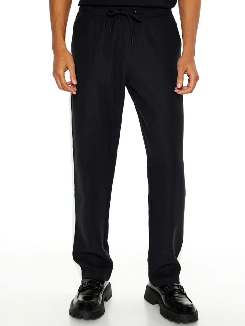 Forever 21 Men's Black Drawstring Straight Leg Pants Jeans Pockets Size Small